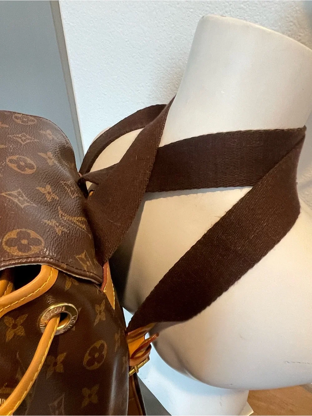 Brown Monogram Canvas Backpack broken from pocket zipper